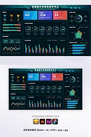 素材能量站-可视化大数据智慧智能统计UI后台首页展示（sketch+AI）