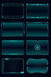 素材能量站-几何图案科技边框机械几何图案UI元素模块控件素材UI组件（全部矢量 sketch+AI+EPS+png格式）