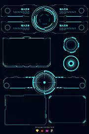 素材能量站-科技机械几何边框可视化大数据科幻元素集合UI组件（全部矢量 sketch+AI+EPS+png格式）