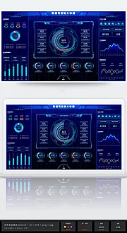 素材能量站-科技蓝大数据可视化图表销售统计后台Ui首页