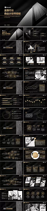 素材能量站-黑金商务风金融行业计划书ppt模板