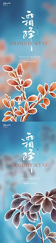 素材能量站-地产医美唯美霜降节气海报