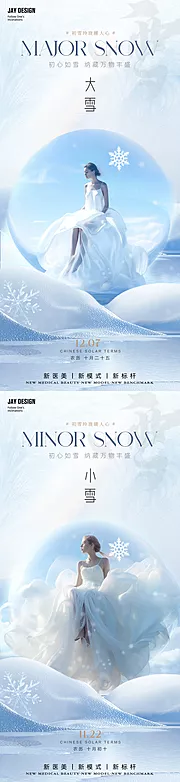 素材能量站-医美大雪小雪节气海报