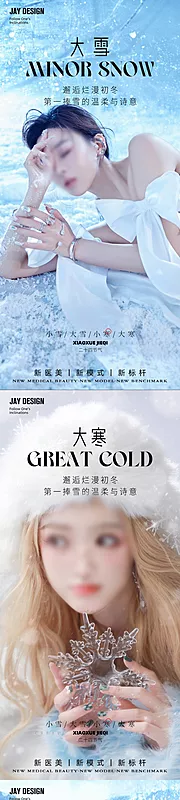 素材能量站-大雪大寒小寒朋友圈宣传海报