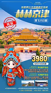 素材能量站-旅游故宫长城北京旅行京津海报