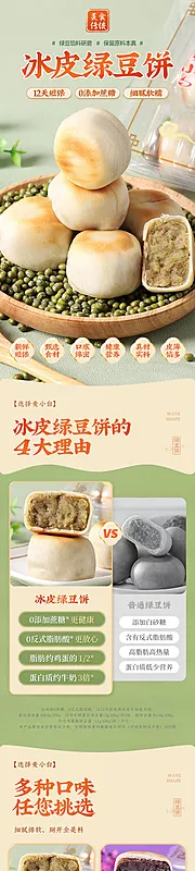 素材能量站-传统网红糕点冰皮绿豆糕食品详情页