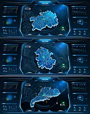 素材能量站-科技省市地图数据可视化