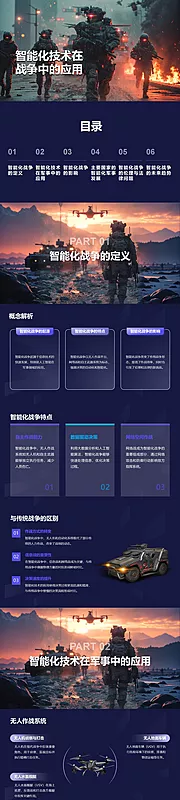 素材能量站-智能化技术在军事中的应用PPT