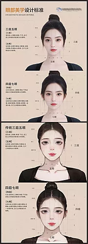 素材能量站-医美眼部美学三庭五眼四庭七眼画框