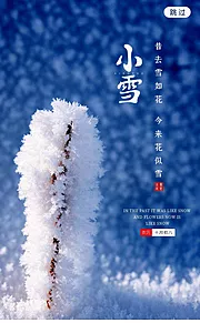 素材能量站-小雪海报 中华传统节日海报 雪景 下雪卡通插画